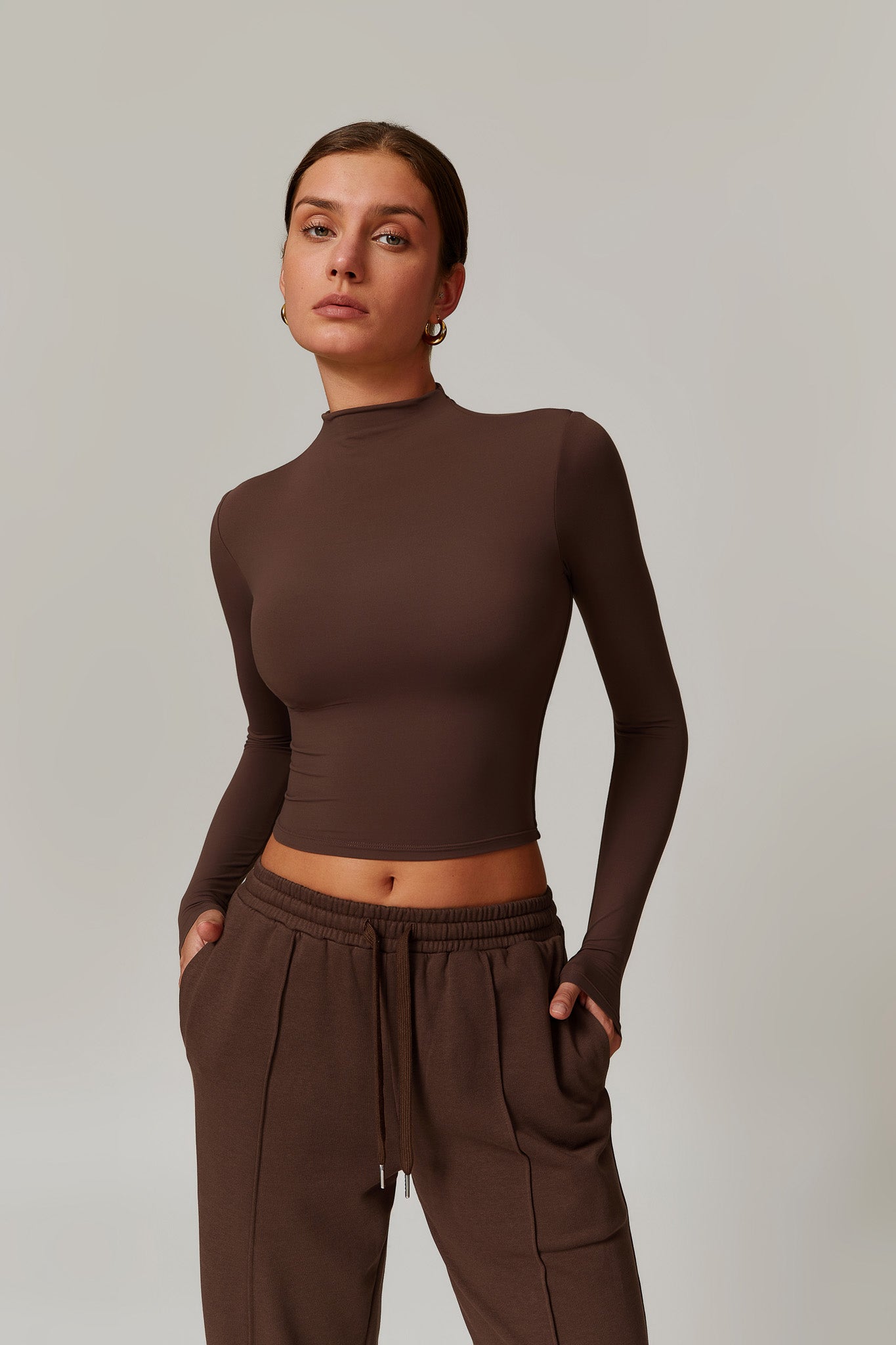 Ellie Long Sleeve Top - Brown