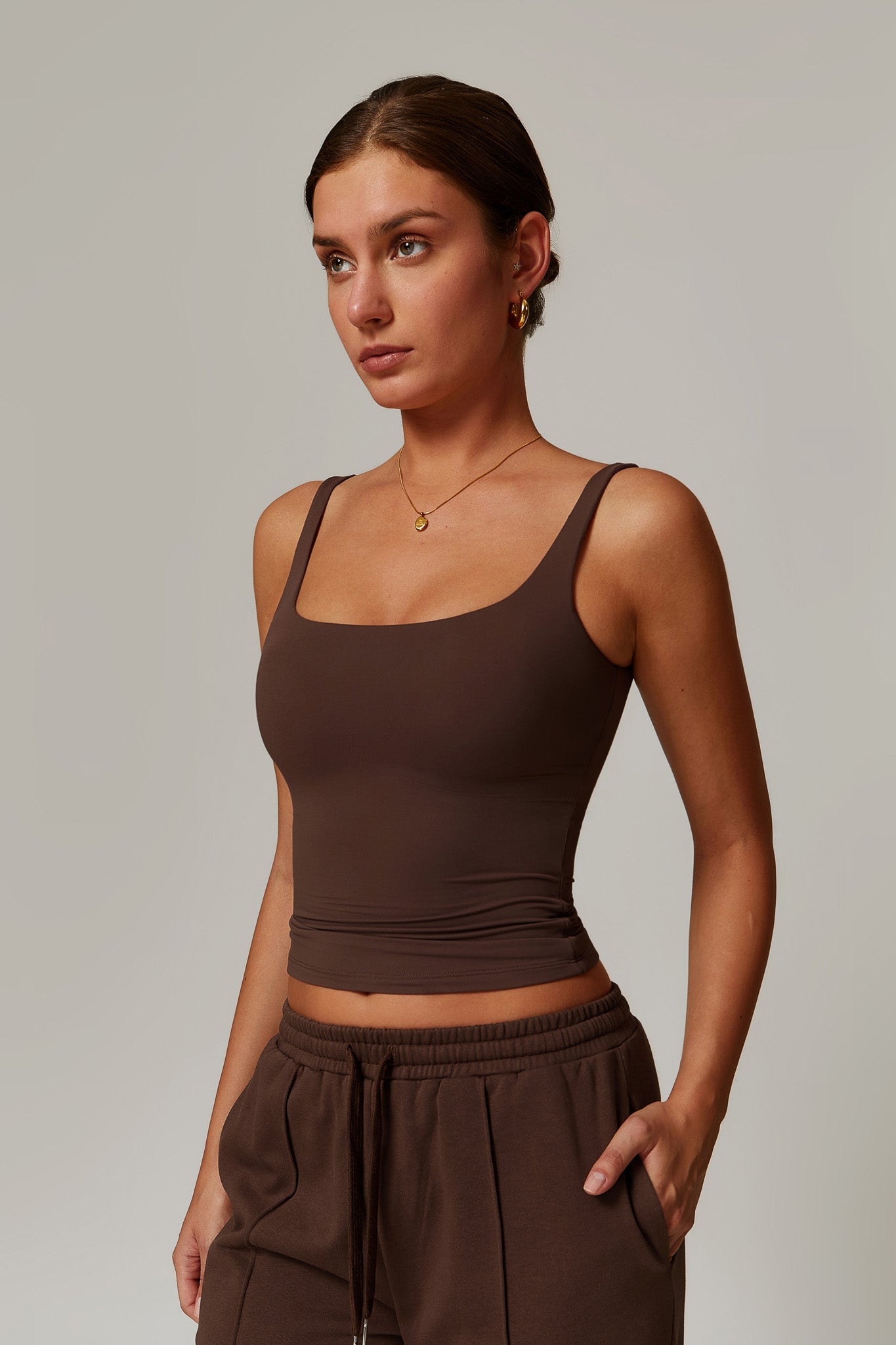 Ellie Sleeveless Top - Brown