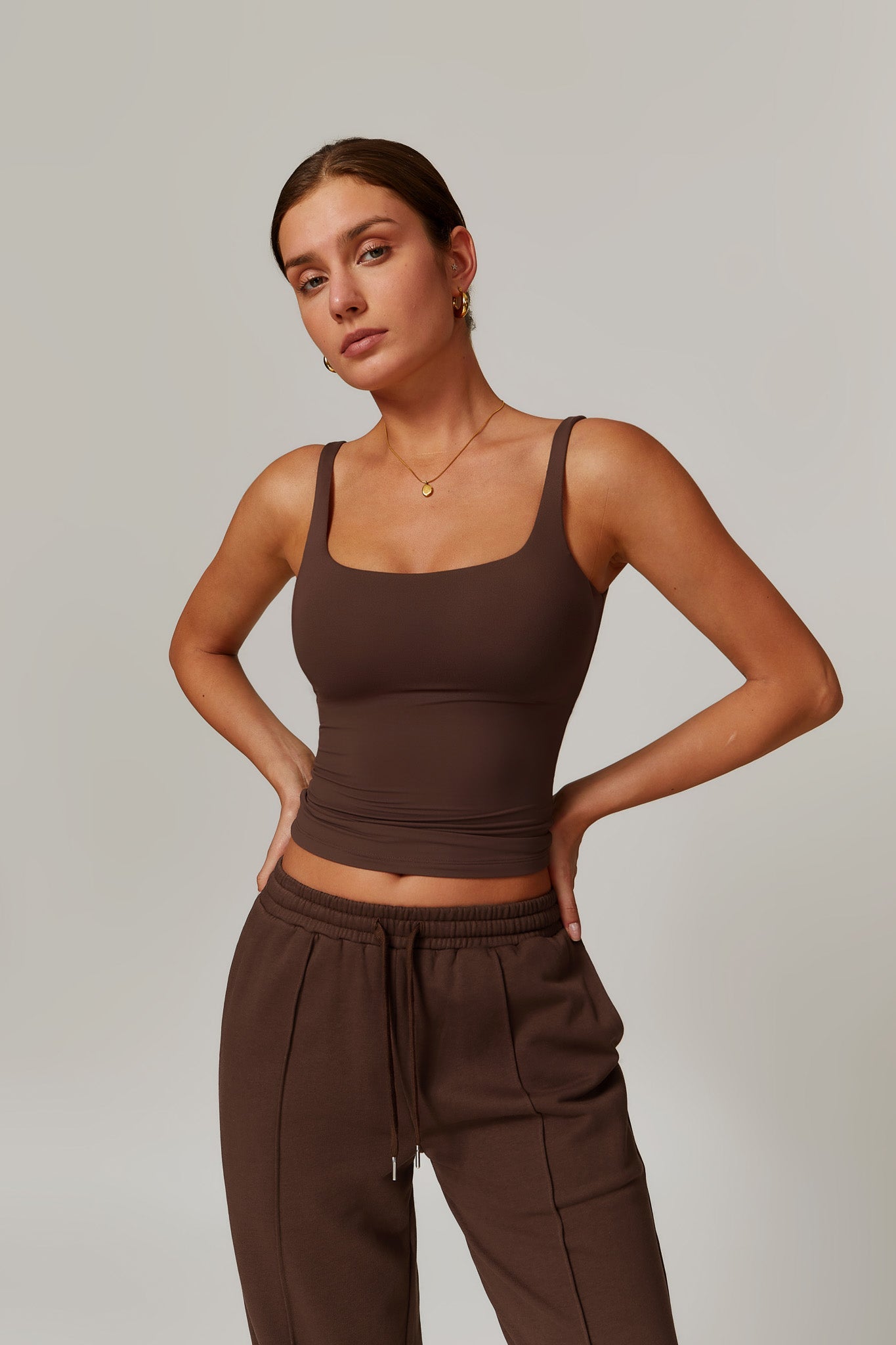 Ellie Sleeveless Top - Brown