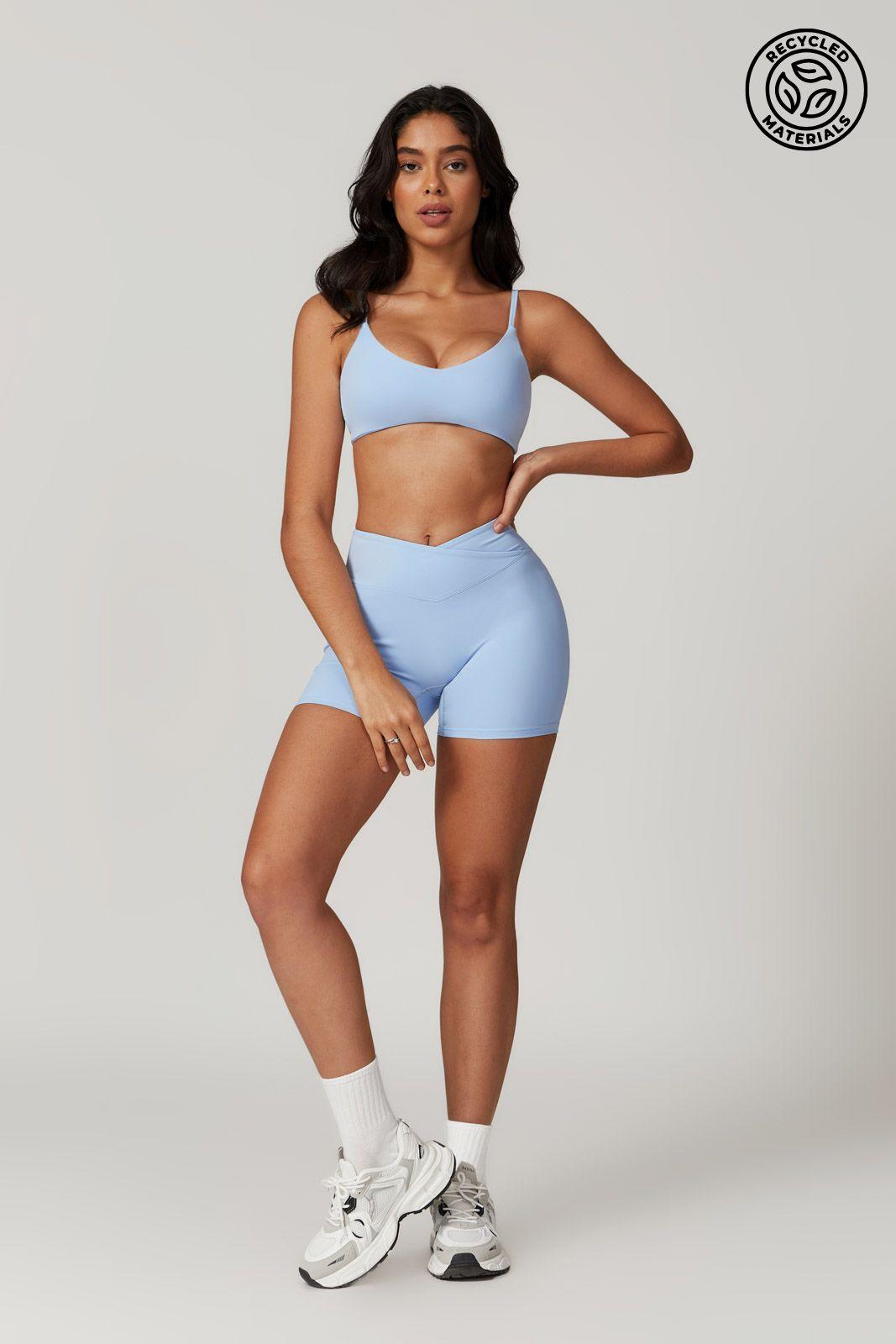 Zoe Sports Bra & Shorts Set - Ice Blue